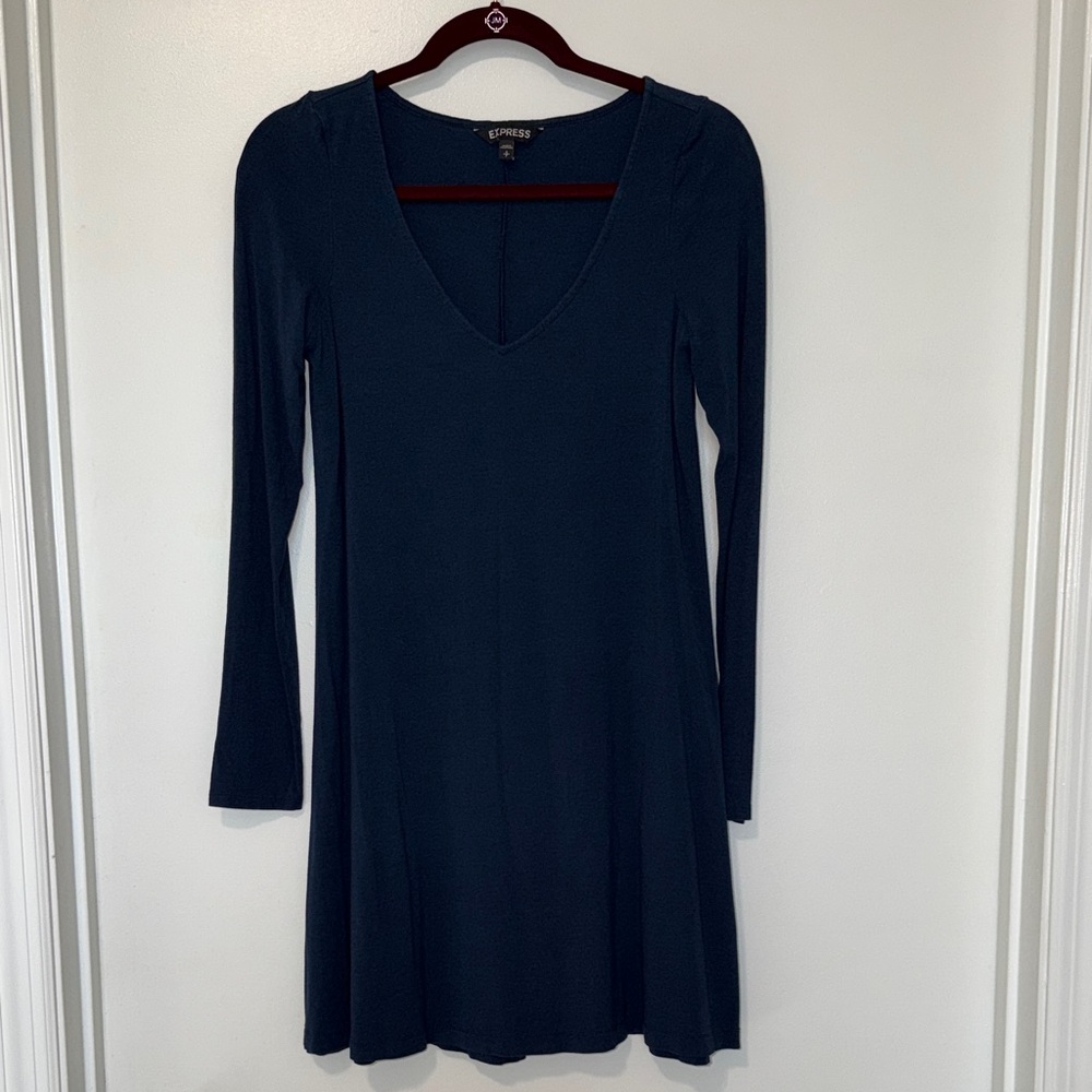 Express Women's Deep Blue Long Sleeve Dress
